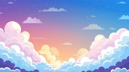 Fototapeta premium Illustration clouds and the sky landscape background in cartoon style. AI generated image