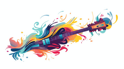 A paintbrush with colorful strokes forming a musical