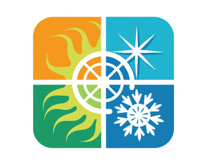 Logo Air Conditioning Square Snowflake Sun vector illustration
