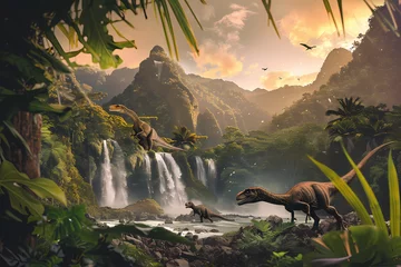 Foto op Plexiglas fantasy illustration of dinosaurs © Jannik