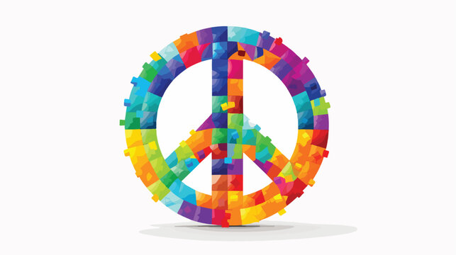 A peace sign formed by puzzle pieces with different