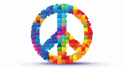 A peace sign made of puzzle pieces with different p