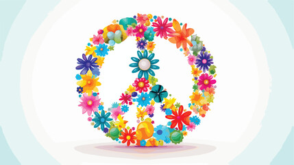 A peace sign made of puzzle pieces with different p
