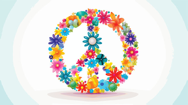 A peace sign made of puzzle pieces with different p