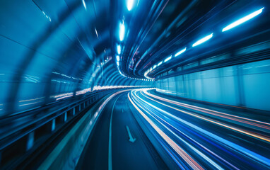 Subway tunnel with Motion blur of a city from inside, great for your design - obrazy, fototapety, plakaty