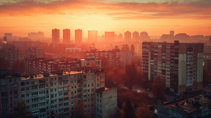 Sunset Over Urban Skyline
