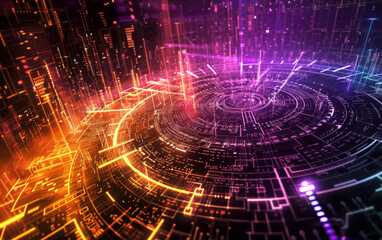 Fototapeta premium Technology, set of data in the center of the image, information, smart object, technical electronic background
