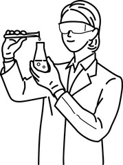 scientist with microscope