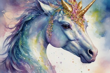 A colorful and bright cartoon style unicorn