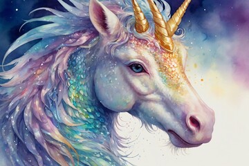 A colorful and bright cartoon style unicorn