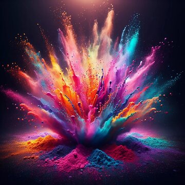 Photo of splash powder of colors at the Holi Festival