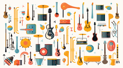 A playful pattern of musical instruments representi