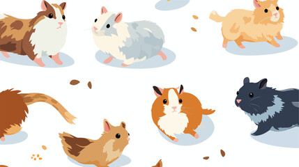 A playful pattern of pets like hamsters rabbits