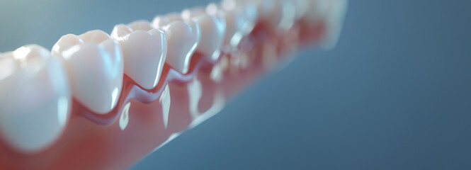 Meticulously rendered molars in a row, depicting dental perfection and hygiene.