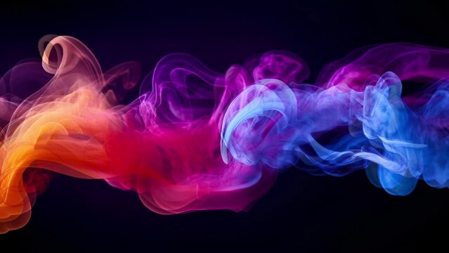 The liquid smoke wavy randomly with a combination of pink, light blue, dark; is perfect for background projects; 4k virtual video animation.