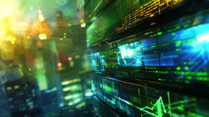 Obraz premium TV news broadcast background, with elements that represents innovation