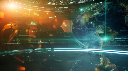 TV news broadcast background, with elements that represents innovation
