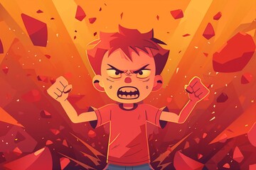 Fuming Boy in a Fit of Rage - Childhood Anger and Expression