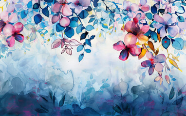 Watercolor abstract floral background
