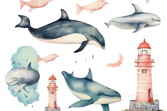 kids paper seashells watercolor pattern wrapping etc whales texture lighthouse handpainted gift perfect wallpaper colors project your pastel blog texture