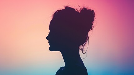 Silhouette of Young Woman Against Gradient Background