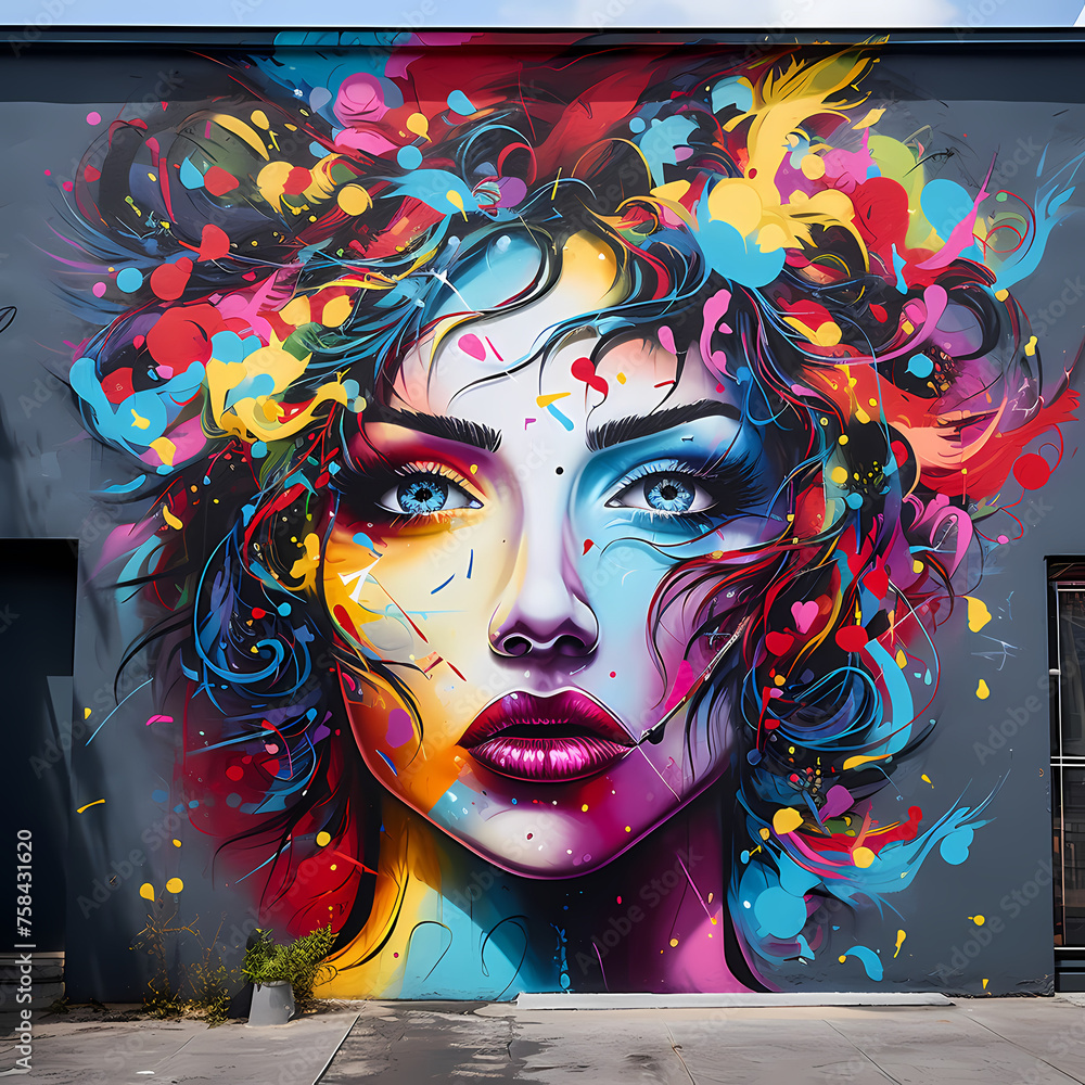 Canvas Prints Vibrant graffiti art on an urban wall.