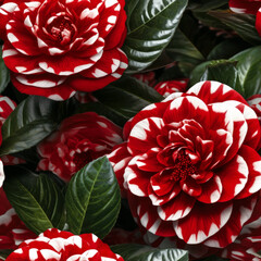 Seamless beautiful camellia roses flowers illustration pattern, wedding wallpaper design. Generative ai