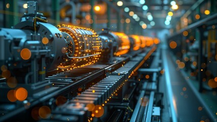 Smart sensor network in an industrial setting, illustrating real-time monitoring and predictive maintenance capabilities