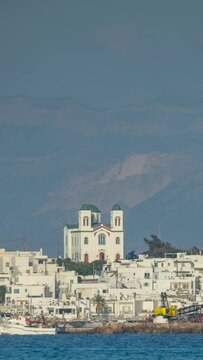 pretty Naousa town in paros greece in vertical
