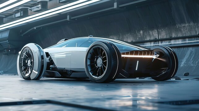 A futuristic electric vehicle showcases advanced energy and propulsion systems. Ideal for tech and automotive innovation themes generative ai