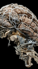 High-resolution Computed Tomography (CT) Scan of a Human Brain Showcasing Detailed Neurological Structures