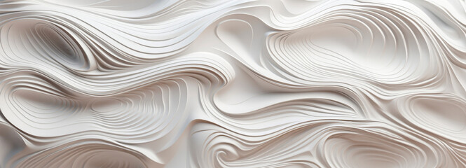 Obraz premium Gentle undulating lines in soft gray and white shades, evoking calmness. Banner. Copy space.