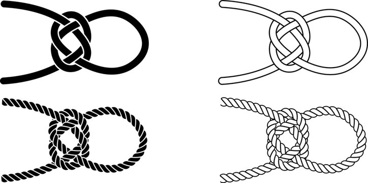 Carrick bend loop knot icon set