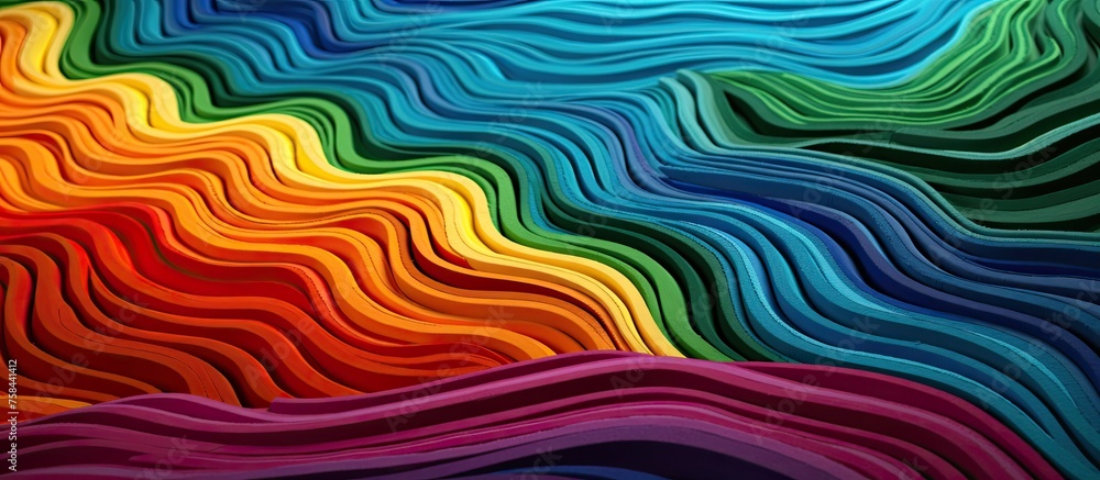 Sticker a closeup of a rainbowcolored wave pattern, showcasing a stunning natural landscape and geological p