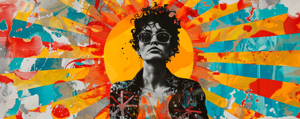 This artwork captures a person donning glasses, highlighting the face and eyewear's intricate...