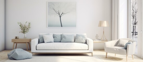 Sofa in a White Living Room with Scandinavian Style
