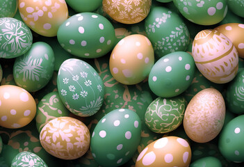 Obraz premium Seamless easter background pattern green with easter eggs stock illustration