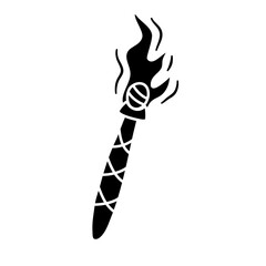 Medieval torches with burning fire doodle