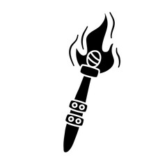 Medieval torches with burning fire doodle