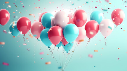 Birthday party balloons, colorful balloons background