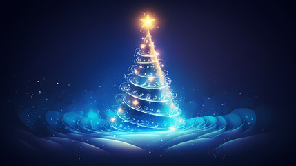 Beautiful Christmas tree, abstract bokeh background