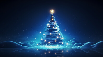 Beautiful Christmas tree, abstract bokeh background