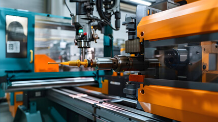 A plastic injection mold machine operating