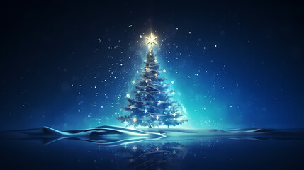 Beautiful Christmas tree, abstract bokeh background