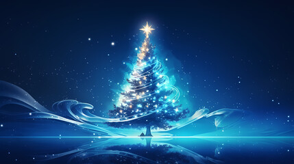 Beautiful Christmas tree, abstract bokeh background