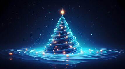 Beautiful Christmas tree, abstract bokeh background