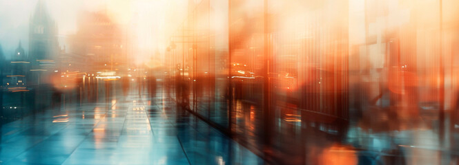 Fototapeta premium An abstract cityscape pulsating with light and color, evoking a sense of energy and modern vibrancy.