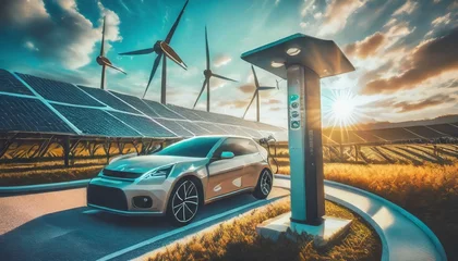 Foto op Canvas car charging in A charge station, in modern city  environmental protection © Turan