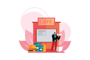 Coffee Shop Flat Illustration Design