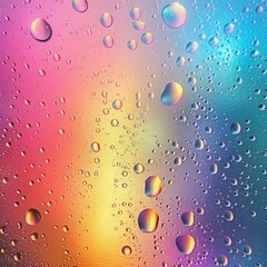 Abstract neon holographic multicolored rainbow background with oily drops. Drinks, cosmetics, spa, chemistry.  concept close-up with space for text, for banner,  poster, 